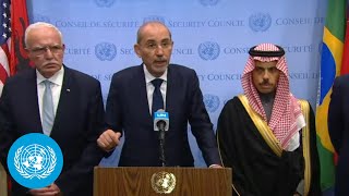 ENAR Arab Group on the Middle East  Security Council Media Stakeout  United Nations [upl. by Niltak]