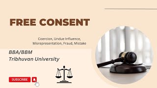 Free Consent  Coercion Fraud Misrepresentation Undue influence  BBABBMBBS TU [upl. by Fortin]