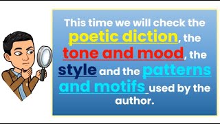 POETRY POETIC DICTION TONE AND MOOD MOTIFPATTERN POETIC STYLE MATATAG CURRICULUM [upl. by Knipe966]