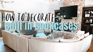 HOW TO DECORATE BUILT INS BOOKCASES  NEW HOME DECORATE WITH ME [upl. by Ninnahc]