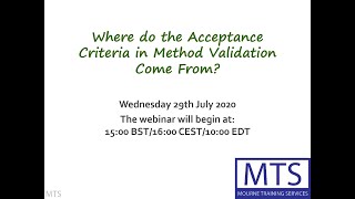 Where do the Acceptance Criteria in Method Validation Come From  Webinar Recording [upl. by Mitchael875]