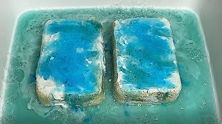 SPONGES SOAKED IN PASTE • GROUT amp PLASTIC SPONGES SQUEEZING • RINSING 💙🩵🤍 [upl. by Lala]