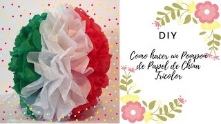 COMO HACER POMPON DE PAPEL DE CHINA TRICOLOR  DIY  Fiesta Ideas y Mas [upl. by Adnoluy]