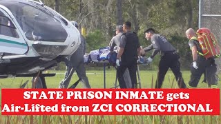 PRISON INMATE gets AIRLIFTED to HOSPITAL from Zephyrhills Correctional Facility by helicopter [upl. by Arlene394]