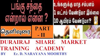 SHARE MARKET INTRO PART  I1  A  Z  BY DURAIRAJ SHARE MARKET TRAINING ACADEMY [upl. by Nazler]