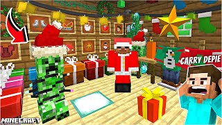 Celebrating CHRISTMAS with CREEPER in Minecraft  Dangerous 😱😱 [upl. by Melton389]