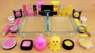 Mixing Makeup Eyeshadow Into Slime  Pink vs Yellow Special Series Part 26 Satisfying Slime Video [upl. by Anelem]