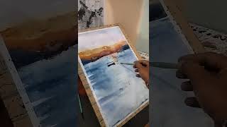 Sunrise Easy watercolor panting for beginners panting tutorialwatercolorpaintingsatisfying [upl. by Troth]