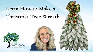 How to Make a Christmas Tree Wreath Using Poly Burlap Mesh and the Witch Hat Frame from Dollar Tree [upl. by Enelrak]