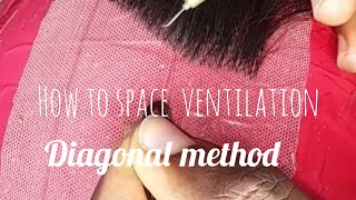 How To SPACE While VENTILATING A Lace Closure wigDIAGONAL METHODDouble Split Knotting [upl. by Ahsetra]