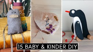 15 DIY Ideen für Baby und Kinder  Stofftiere Kuscheldecken Zugtiere Mobile Baby Hütchen amp Krone [upl. by Marietta]