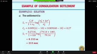 L2 Compression amp Swell Index Example of Consolidation Settlement  CE331SMFL3 TI221020 [upl. by Ycnaffit691]