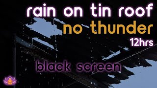 Black Screen Rain on Tin Roof No Thunder  Rain Ambience  Rain Sounds for Sleeping [upl. by Llewoh]