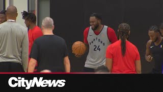 Line dancing party breaks out at Raptors practice [upl. by Gnahc]