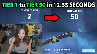 POKIMANE got TIER 1 to TIER 50 BATTLEPASS in 1253 SECONDS [upl. by Aydidey]