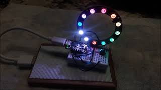 Trinket M0 plays 12 Neopixels Ring MakeCode Maker [upl. by Lateh]