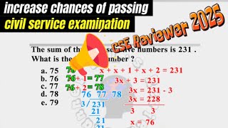 Civil Service Exam Reviewer 2025  Answer How to solve for the largest [upl. by Etan]