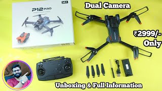 P12 Pro Drone with Dual Camera Intelligent obstacle avoidance sensor Unboxing amp Full information [upl. by Ewell62]