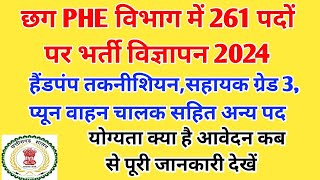 Cg PHE vibhag Bharti Vigyapan 2024  Handpump Taknishiyan Bharti Vigyapan 2024  छग व्यापम भर्ती [upl. by Assenat]