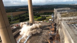 Ferrybridge Power Station Boiler Bunker Bay and Two 2 Chimneys – Controlled Demolition Inc [upl. by Ennavoj]