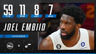 Joel Embiid NEW CAREERHIGH 🤯 59 PTS amp 7 BLK sets multiple NBA records‼ [upl. by Gabbert74]