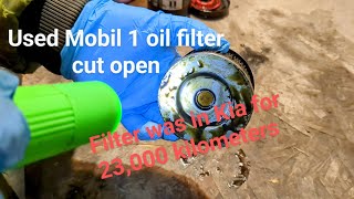 Used Mobil 1 oil filter with 3 oil changes on same filter [upl. by Aalst958]