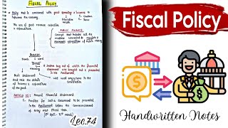 Fiscal Policy  Public Finance Budget  Indian Economy  Lec74  Handwritten notes [upl. by Sidoeht]