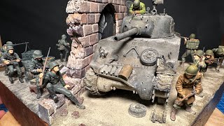 135 WW2 Sherman M4A3 105mm Howitzer tank diorama  Full build nürnberg dioramaWW2 shermantank [upl. by Ameh]