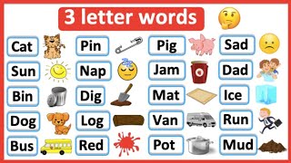 30 Three Letter Words in English3 Letter Words in EnglishThree Letter Words Phonics [upl. by Enaed453]