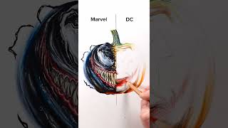 Draw Marvel vs DC art drawing shorts pumpkin halloween venom joker howtodraw [upl. by Aisilef]