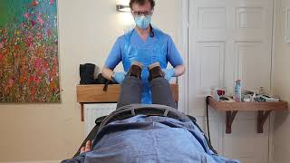 Chiropractic Activator adjustment on a regular client  right leg and foot [upl. by Photima]