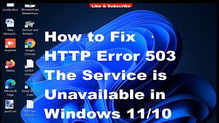 HTTP Error 503 The Service is Unavailable in Windows 11 and Windows 10 Fixed [upl. by Prince]