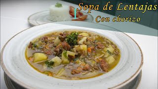 Sopa de lentejas con chorizo a la Colombiana  DELICIOSA [upl. by Joel]