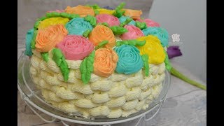 ফুলের ঝুড়ি কেক বা Flower Basketweave Cake ।। লেমন কেক।। Lemon Cake ।। জন্মদিনের কেক ২ [upl. by Eico407]