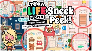 SNEEK PEEK OF ALL FURNITURE😍 IN THE NEW SNUGGLE CUBS FURNITURE PACK IN TOCA LIFE WORLD [upl. by Vinn]