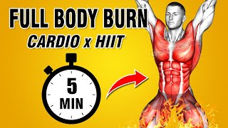 5 Minute Full Body Cardio HIIT Workout For Fat Burn [upl. by Ivon646]