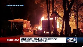 1 injured after camper catches fire in Campton [upl. by Nolyarg485]