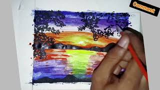 How to make a sceneryHow to draw scenerypainting drawing [upl. by Anileda584]