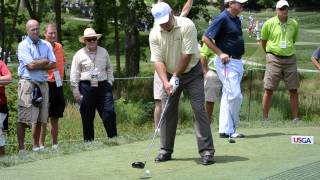 Mark OMeara Teeing Off at Senior US Open in Omaha 2013 [upl. by Conias]