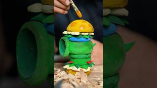 Crafting Magic Wood Carving the Invincible Burger King Shooter [upl. by Soirtimid]