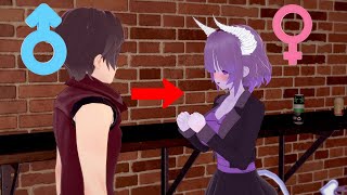 Boy turn into purple demon Girl  TG TF Animation Boy to Cute girl Ep19 [upl. by Aicatsanna]