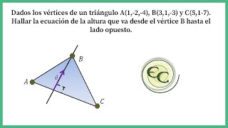 Ecuacion de altura de un triangulo en el espacio [upl. by Assinna667]