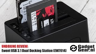 Unboxing Review Ewent USB 3 1 Dual Docking Station EW7014 [upl. by Nennahs]