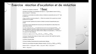 exercice doxydationeréduction 1 bac [upl. by Yhcir]