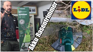 PARKSIDE LIDL AkkuRasentrimmer PRTA 20Li C3 x20V Team  Unboxing amp Test Deutsch [upl. by Rats900]