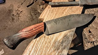 Forging a 52100 camp knife BlacksmithingForging [upl. by Akcimat]