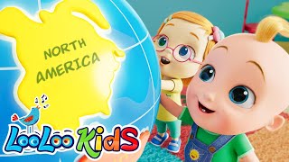 Seven Continents Song🌍Educational Compilation  1HOUR  LooLoo Kids Nursery Rhymes [upl. by Orag612]