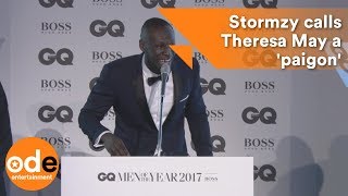 GQ Awards 2017 Stormzy calls Theresa May a paigon [upl. by Edrei783]