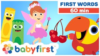 Toddler Learning Video w Color Crew amp Larry  Baby Learning First Words amp ABC  1 Hour  BabyFirstTV [upl. by Moyna]