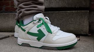 OFFWHITE Out of Office OOO White Green Sneaker ON FOOT [upl. by Ard380]